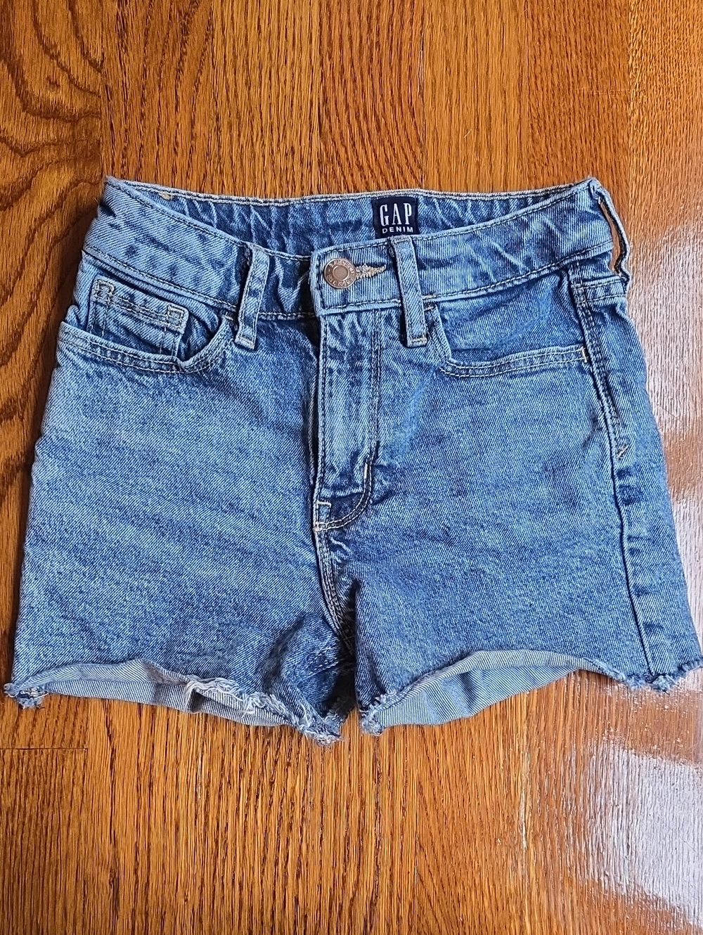 GAP Blue Denim Frayed Hem Kids Shorts 10 Slim